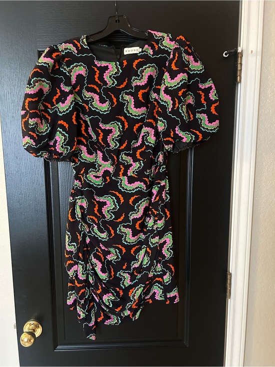 RHODE Dresses & Skirts - Rhode Pia Black Multicolor Puff-Sleeve Dress